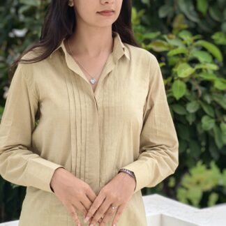 The Sacred Bloom : Dargah Rose Pleated Cotton Shirt 'Rooh-e-Gul"