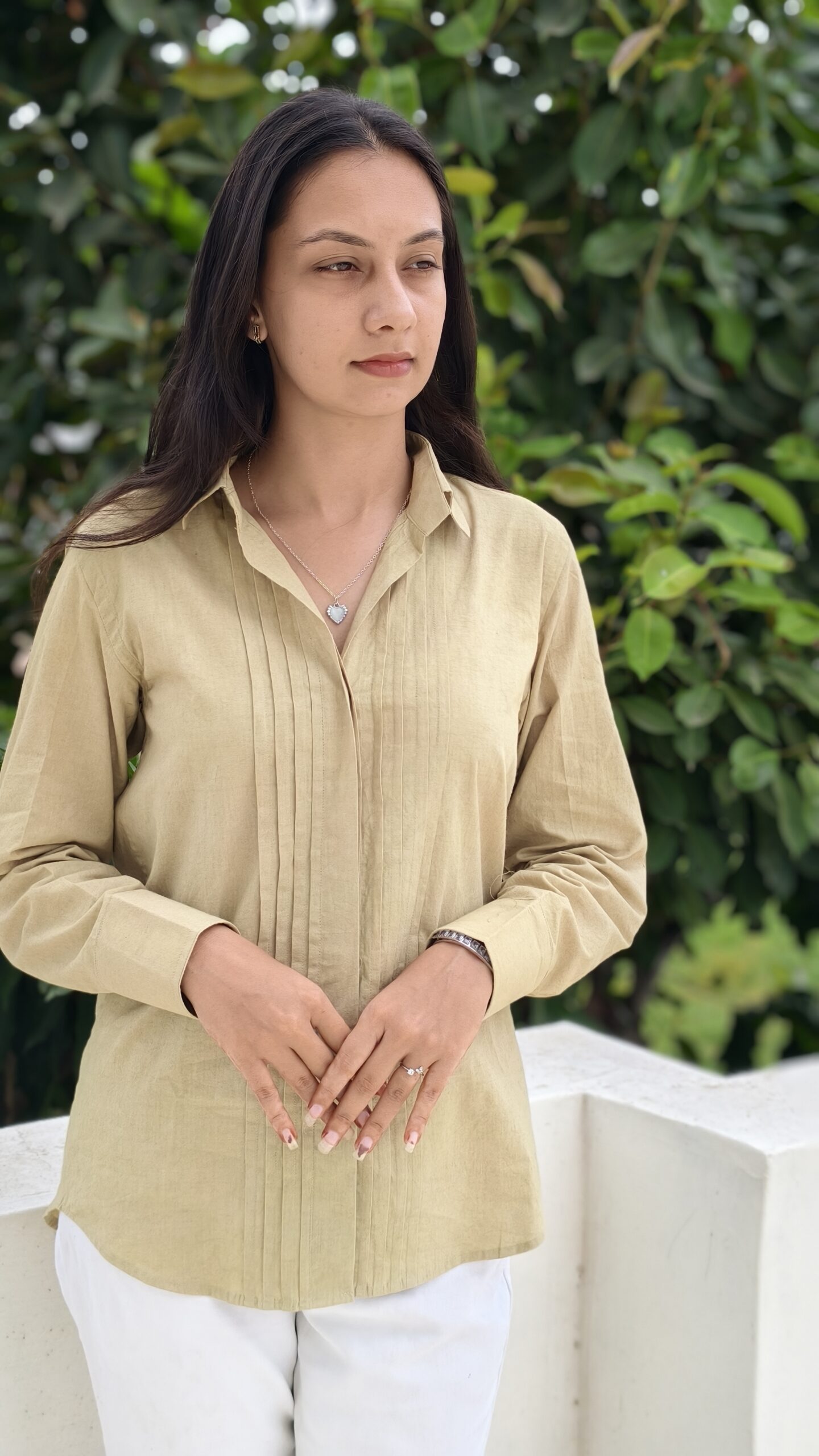 The Sacred Bloom : Dargah Rose Pleated Cotton Shirt 'Rooh-e-Gul"