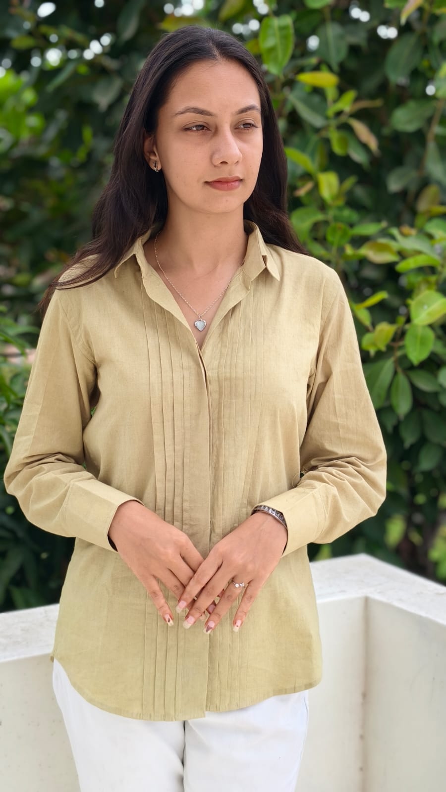 The Sacred Bloom : Dargah Rose Pleated Cotton Shirt 'Rooh-e-Gul" - Image 2
