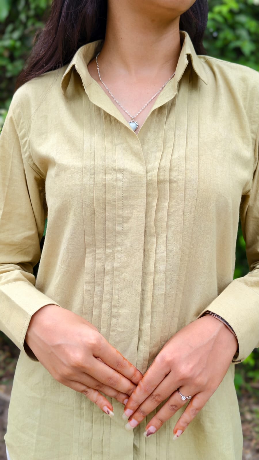 The Sacred Bloom : Dargah Rose Pleated Cotton Shirt 'Rooh-e-Gul" - Image 3